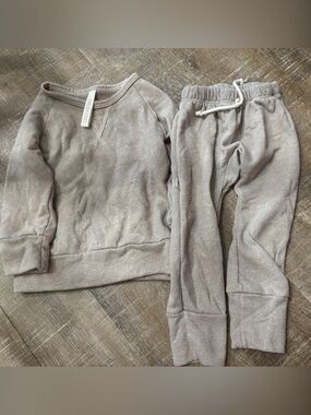 Cozy Neutral Tan Kids Sweatshirt & Jogger Set